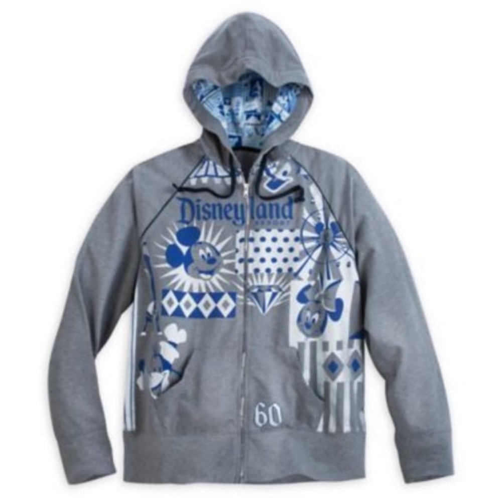 Disney Disneyland 60th anniversary gray blue hooded sweatshirt